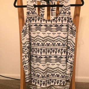 Black and white tribal print blouse